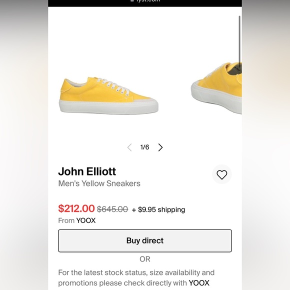 - NWT $645 John ElliottMen's Yellow Sneakers size 42 - Picture 14 of 15